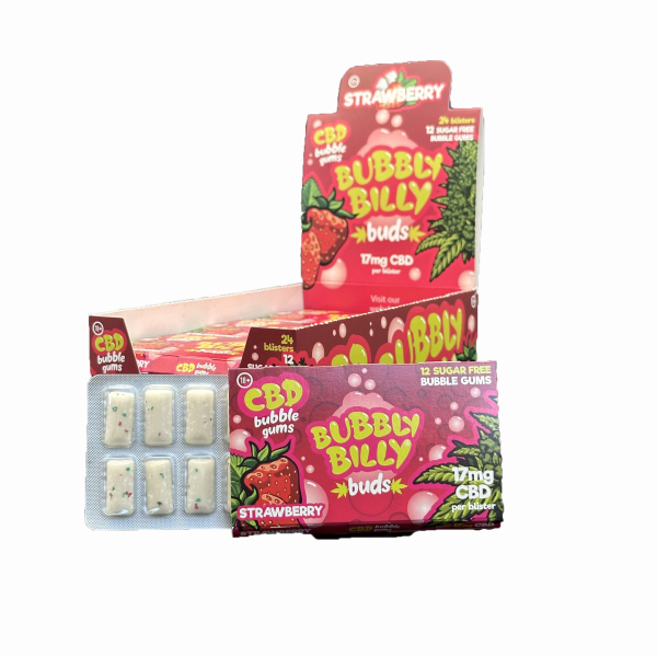 Жуйки CBD 17mg Strawberry Bubbly Billy (пластинка)